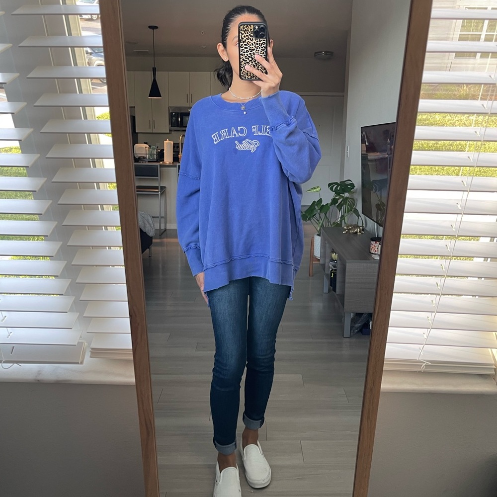Aerie The Happiest Oversized Crew Self Care Club Sweatshirt